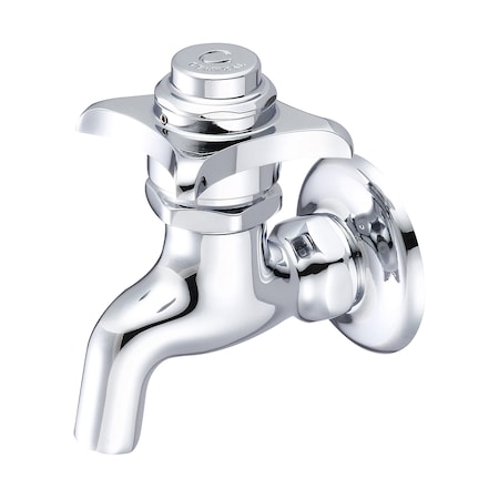 Central Brass Self-Close Wallmount Faucet, NPT, Single Hole, Polished Chrome, Weight: 1.5 0033-1/2CV-02